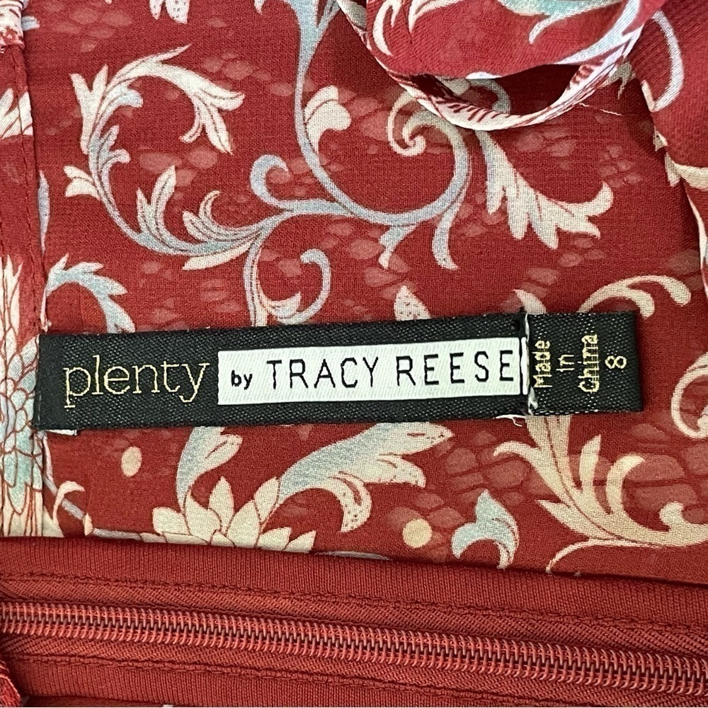 Anthropologie Plenty by Tracy Reese Arcadia Pleated Floral Midi Dress Crimson 8 - Picture 15 of 16